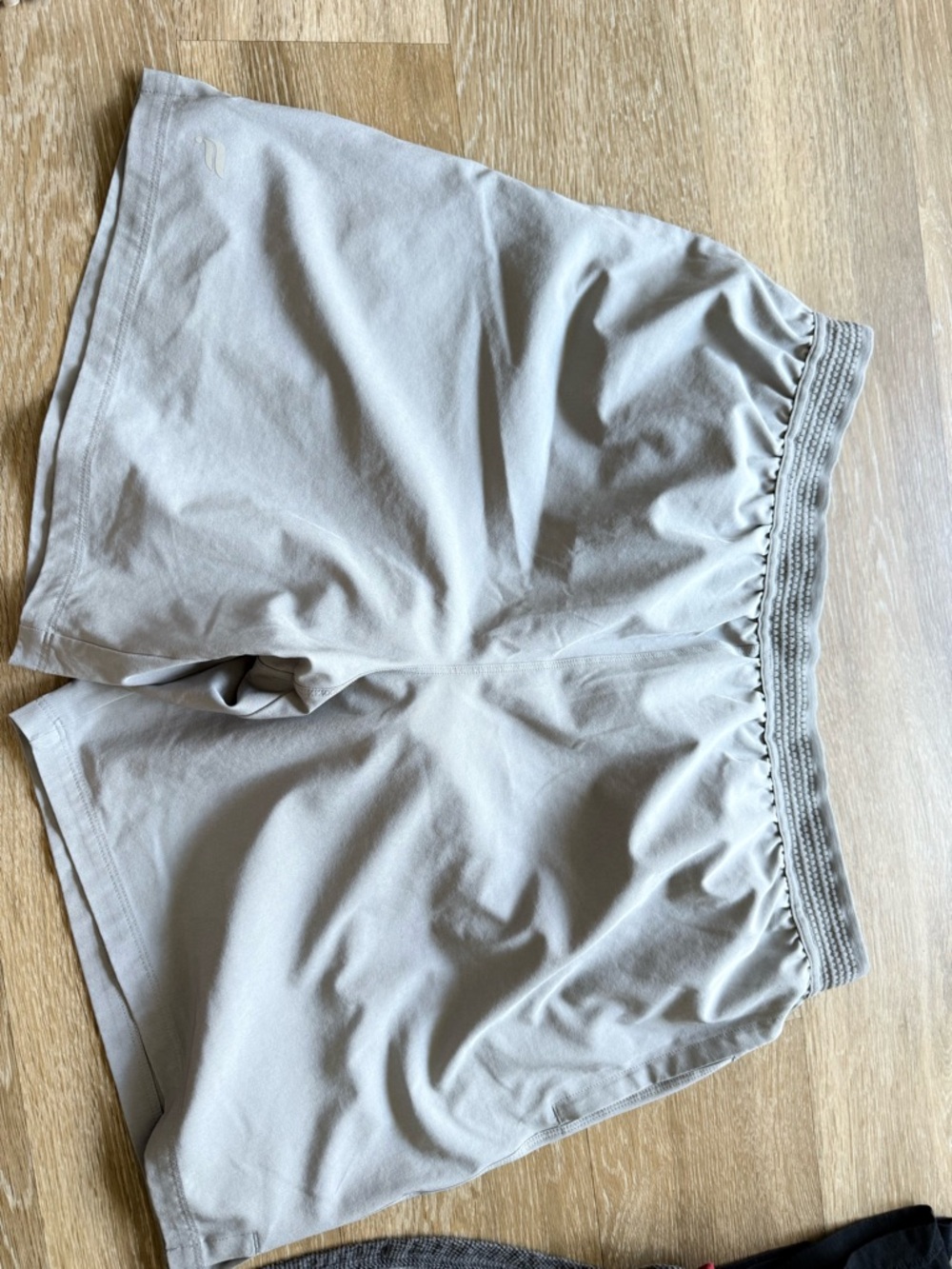 Fabletics Light Taupe Elastic-Waist Athletic Shorts